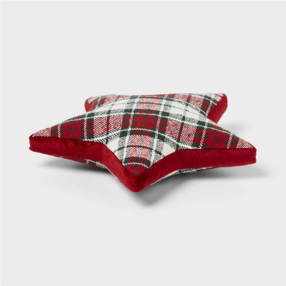 THRESHOLD NWT star shaped plaid holiday decorative pillow - Picture 3 of 8